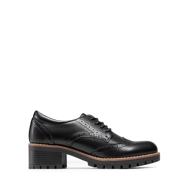 Lace Up Brogue Oxfords - BLACK-PU - 3